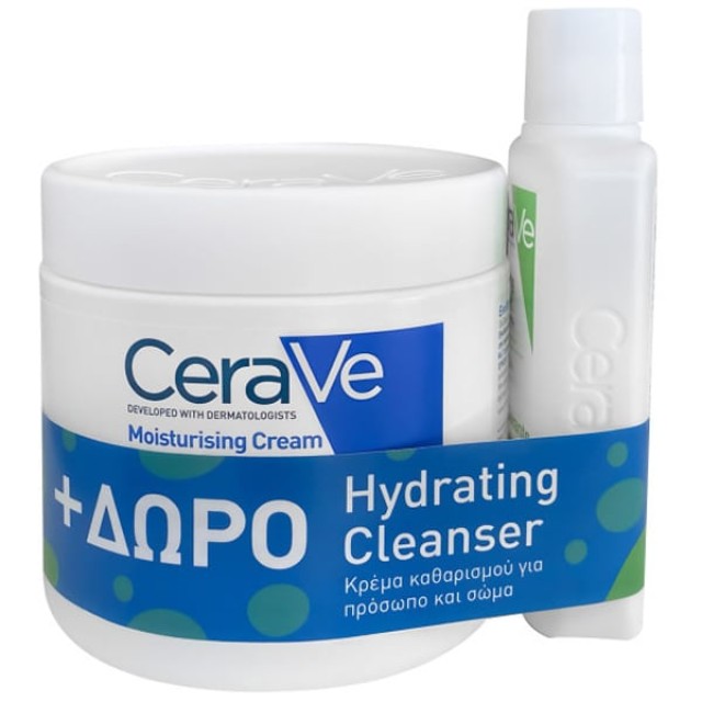 CeraVe Moisturising Cream Ενυδατική Κρέμα για Ξηρό - Πολύ Ξηρό Δέρμα 454gr + ΔΩΡΟ Hydrating Cleanser 20ml
