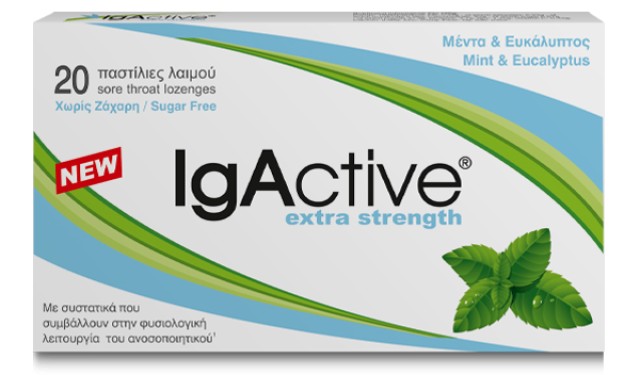 IgActive Παστίλιες Λαιμού με μέντα-ευκάλυπτο, 20τμχ